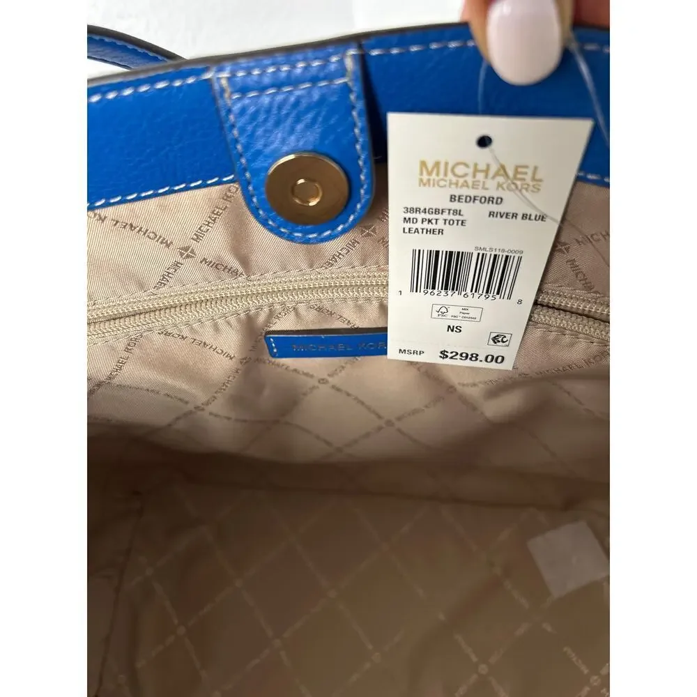 MICHAEL Michael Kors Bedford River‎ Blue Leather Tote Bag